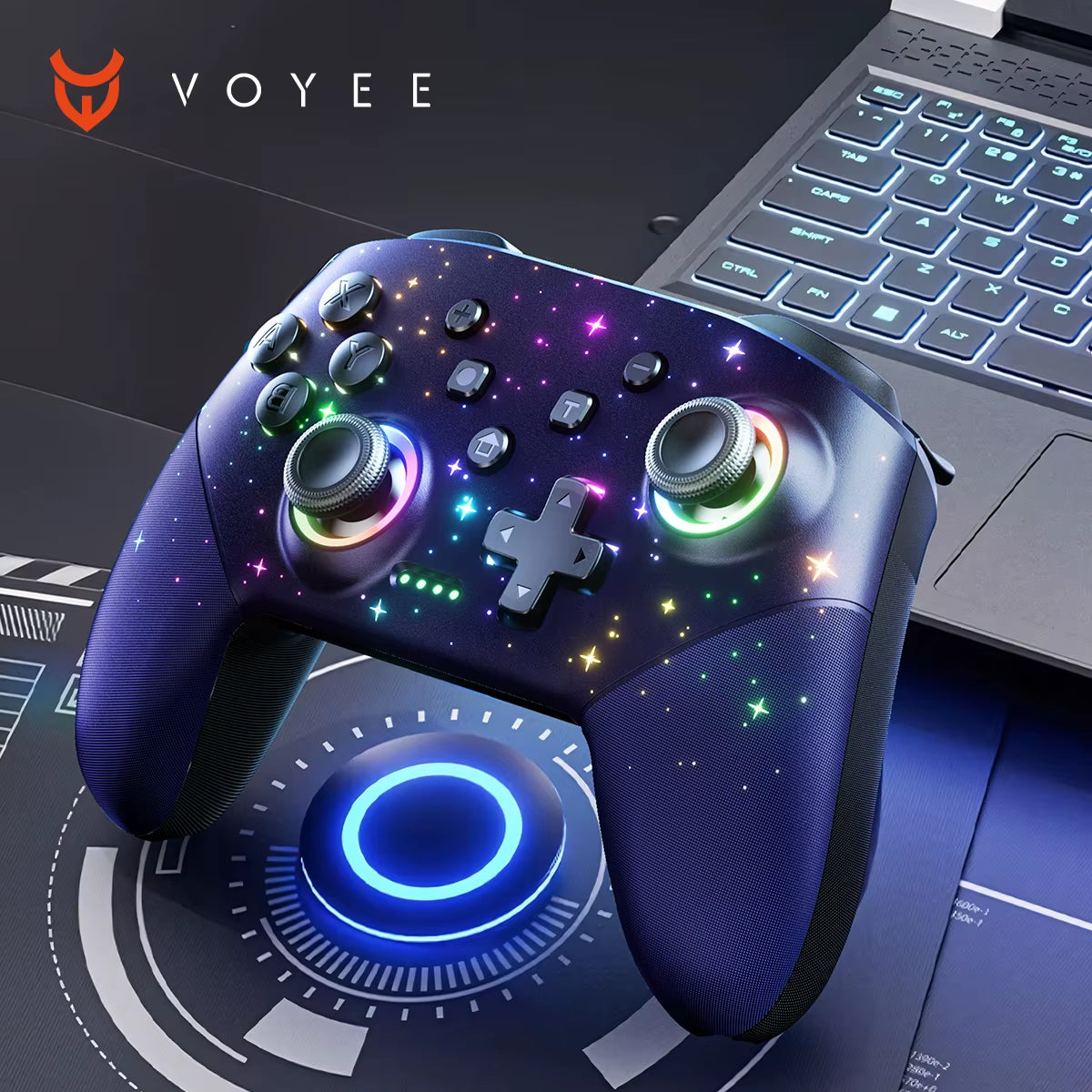 Switch Controller, LED Star Wireless Pro Controller for Switch/Lite/Oled, Multi-Platform Windows Pc/Ios/Android Controller With