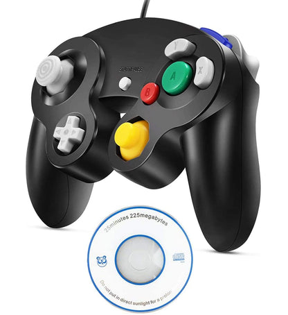 GC Controller - Replacement for GameCube Controller, Compatible with Wired USB for GameCube and PC (Windows 7/8/10) - Black