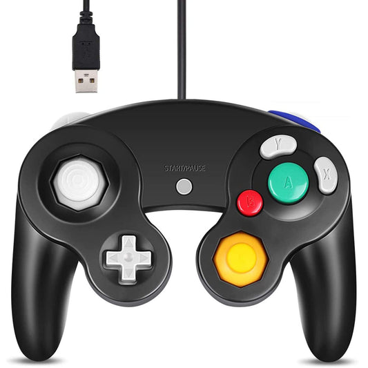 GC Controller - Replacement for GameCube Controller, Compatible with Wired USB for GameCube and PC (Windows 7/8/10) - Black